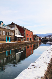 日本北海道小樽运河雪景