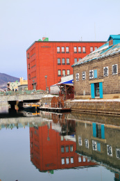 日本北海道小樽运河雪景