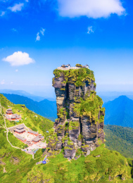 中国贵州省铜仁市梵净山航拍风光