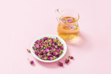 玫瑰花茶粉色莫兰迪色系背景