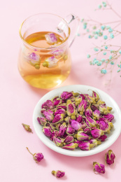 玫瑰花茶粉色莫兰迪色系背景