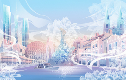 广州城市建筑插画海报