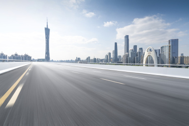中国广州珠江新城天际线道路交通运输系统公路