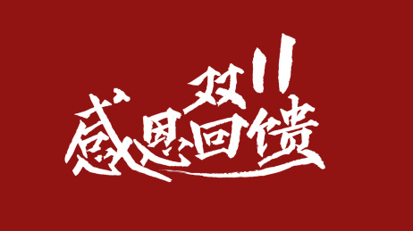 双11感恩回馈汉字书法字体设计中国风