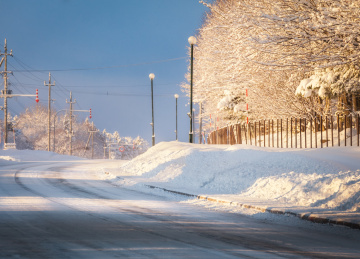 日本北海道日出雪景自然风光