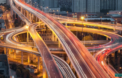 上海城市建筑立交桥建筑夜景风光
