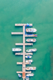 无人机航拍中国山东省青岛西海岸游艇码头