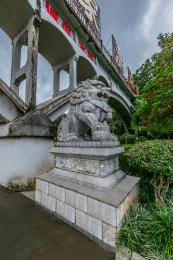 中国云南省普洱市梅子湖公园石狮兽雕像装饰
