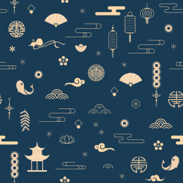 中国风古典云纹底纹连续平铺背景插画