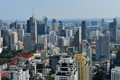 东南亚泰国曼谷市中心城市建筑风光