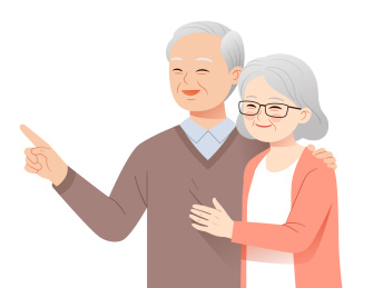 一对老年夫妻插画