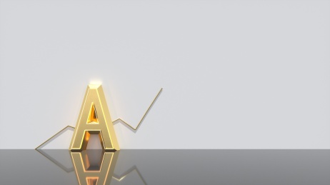 3D渲染金色的字母A