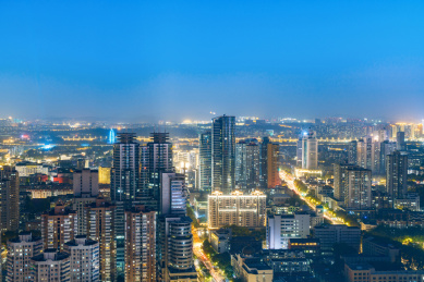 中国江苏南京新街口夜景城市风光全景高清图
