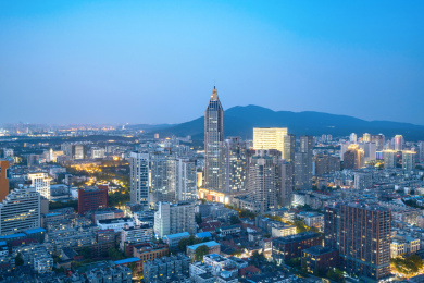中国江苏南京新街口夜景城市风光全景高清图