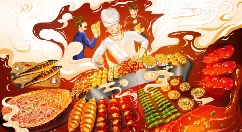  美味可口的夜宵烧烤