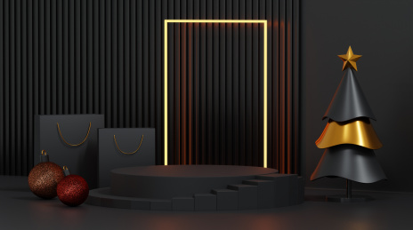 圣诞节橱窗装饰展示平台的概念