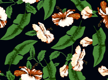 黑底芭蕉叶满底印花