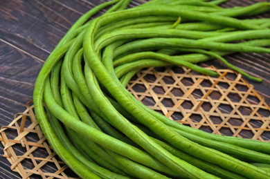 新鲜的绿色的有机蔬菜豆角特写