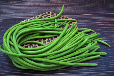 新鲜的绿色的有机蔬菜豆角特写