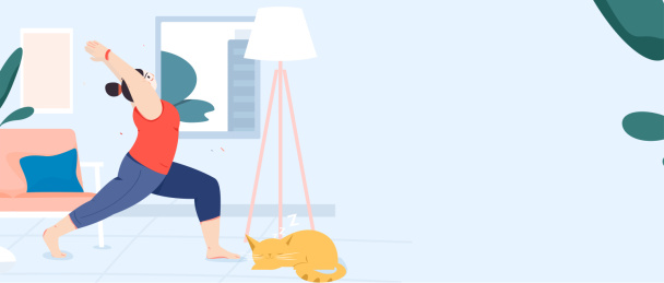 练习瑜伽的女生矢量创意插画