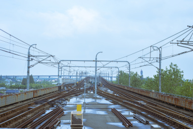 中国上海二号线地铁路面轨道