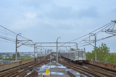 中国上海二号线地铁路面轨道