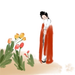 古典人物诗词插图水墨人物画
