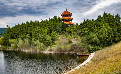 中国四川南部升钟湖水库风光