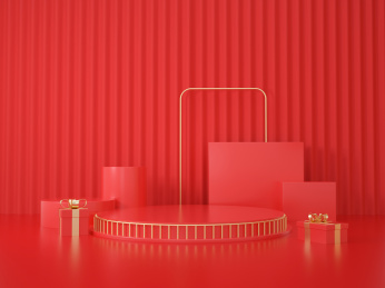 三维新年节日电商促销舞台背景