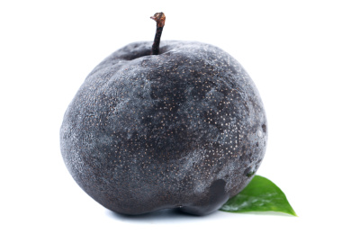 白底上放着一个完整的冻梨