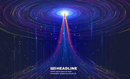 发光漩涡、线条构成通讯科技互联网背景。