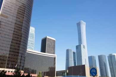 中国北京国贸地区的建筑群