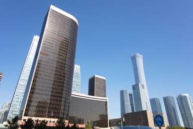 中国北京国贸地区的建筑群