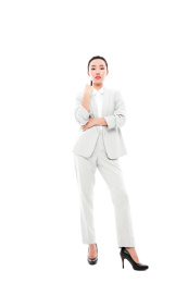 白色背景中国年轻商务女性形象
