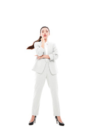 白色背景中国年轻商务女性形象