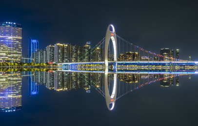 中国地标建筑猎德大桥夜景