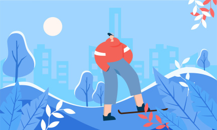冬天在户外滑雪的男人