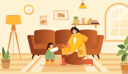 送礼物给妈妈插画