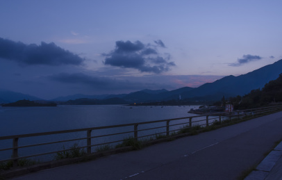 中国香港大美督海岸堤坝日落夕阳景观