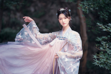 身着汉服的漂亮女子半身人像