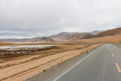 中国新疆喀什帕米尔高原道路风光