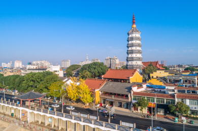 中国安徽省安庆市迎江寺振风塔景观