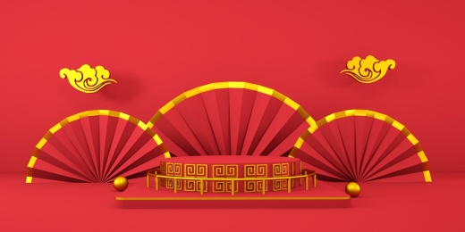 3D中国风创意展台空间背景