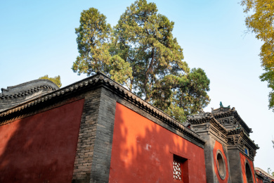 秋天，美丽的中国山西太原晋祠公园风光