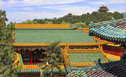 中国北京故宫建福宫西花园里的惠风亭与静怡轩