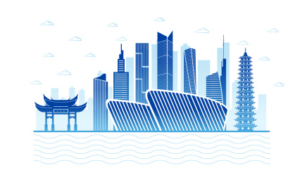 中国福建省福州市城市天际线矢量插画