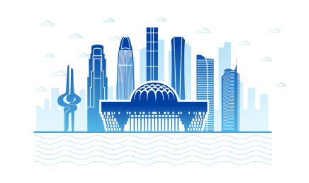 中国山东省济南城市天际线矢量插画