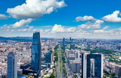 中国广东省东莞市城市天际线