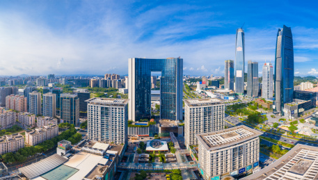 中国广东省东莞市城市天际线