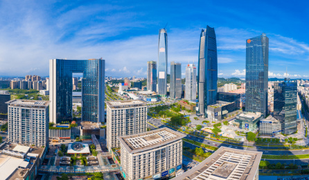 中国广东省东莞市城市天际线